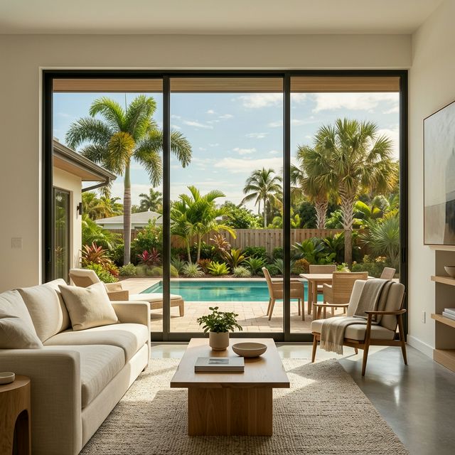 Residential window tinting - living room with tinted windows